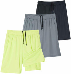 Mens Big and Tall 3 Pack 2-in-1 Gym Shorts Compression Liner Size 4X