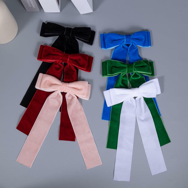 6-Color Velvet Bow Hair Ties Se
