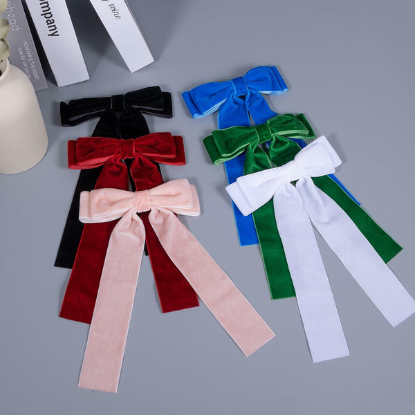 6-Color Velvet Bow Hair Ties Se